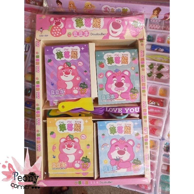 Sổ Hình Dán Sticker Gấu Dâu Lotso Size Nhỏ 12 Tờ Siêu Cute Trang Trí Sổ Tay Góc Học Tập