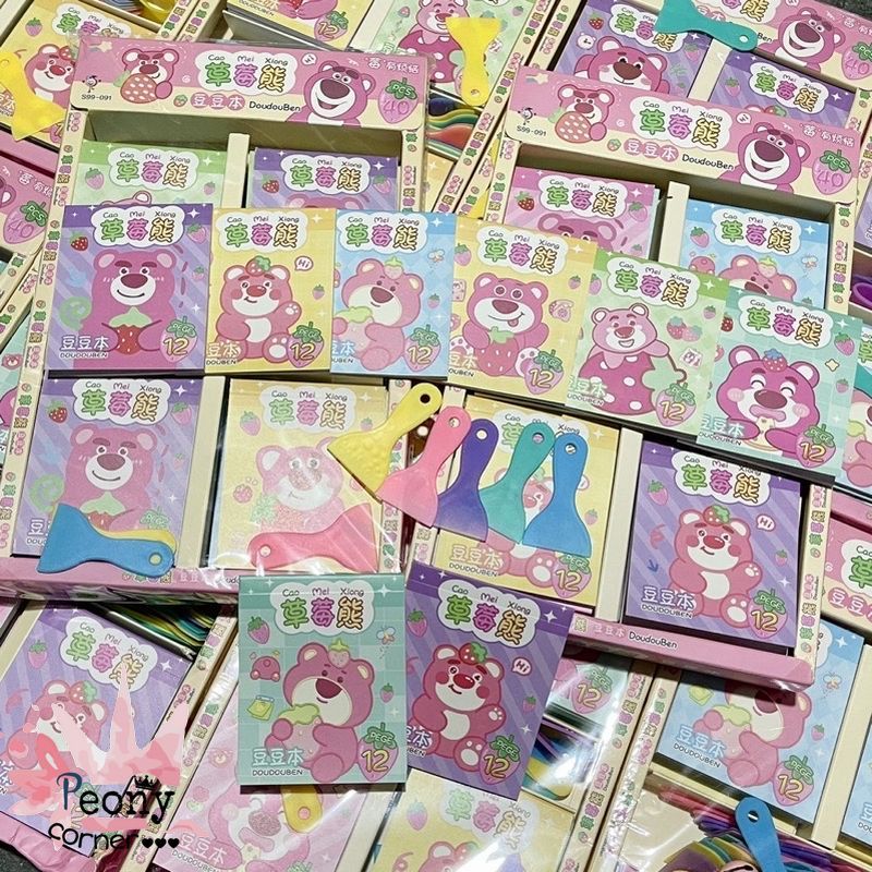 Sổ Hình Dán Sticker Gấu Dâu Lotso Size Nhỏ 12 Tờ Siêu Cute Trang Trí Sổ Tay Góc Học Tập