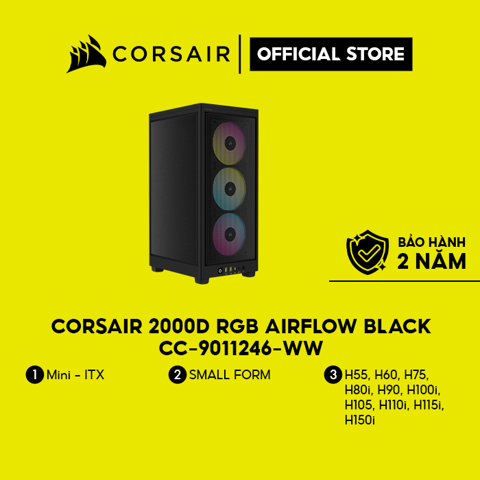 Vỏ máy tính Corsair iCUE 2000D RGB AIRFLOW - ITX Tower - Black/CC-9011246-WW