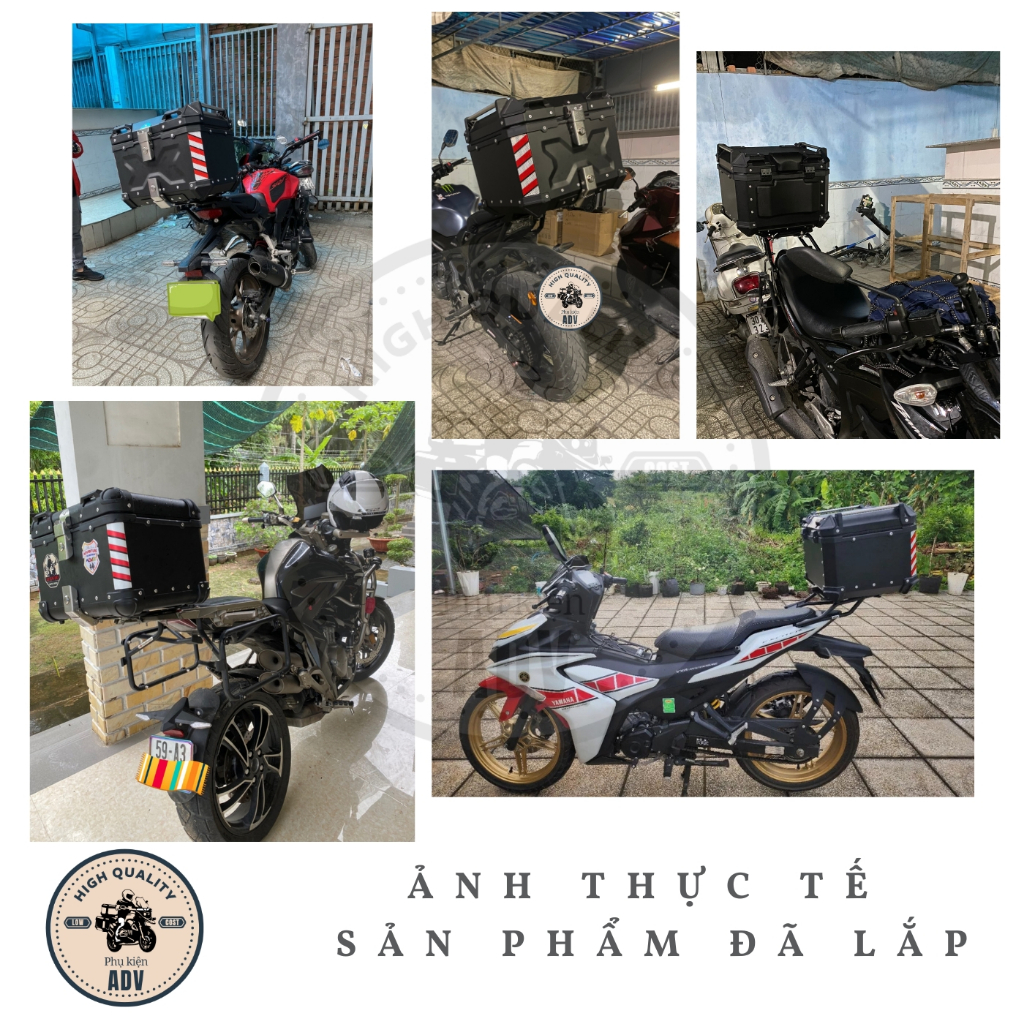 Thùng nhôm, thùng top, top box 45L, thùng sau xe máy chính hãng phukienADV, chống nước, phù hợp nhiều baga, tay nắm dày