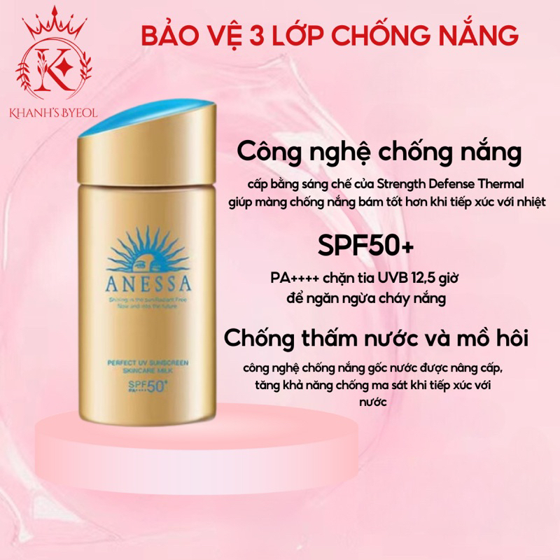Kem Chống Nắng Dưỡng Da Kiềm Dầu Anessa Perfect UV Sunscreen Skincare Milk SPF50+ PA++++ 60ml