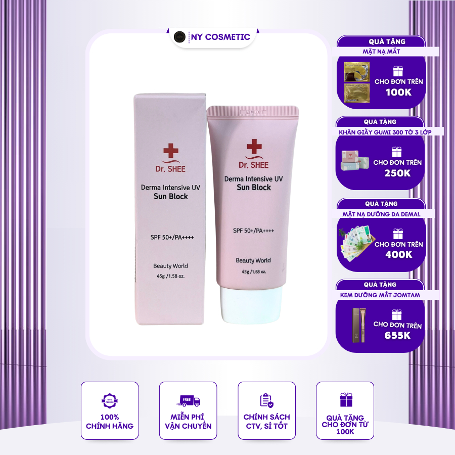 Kem chống nắng vật lý, kem chống nắng SPF50 độ chống nắng cao Dr.Shee