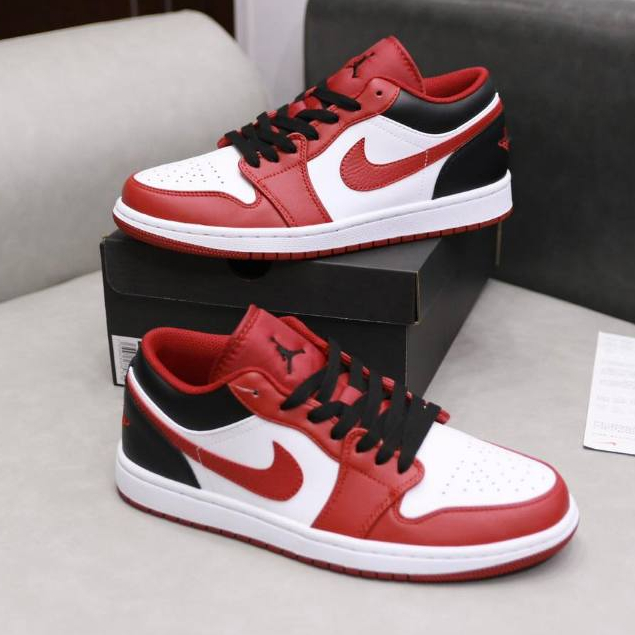 Giày Cổ Thấp JD1 Low Bulls Red White Da Thật Fullbox Cao Cấp