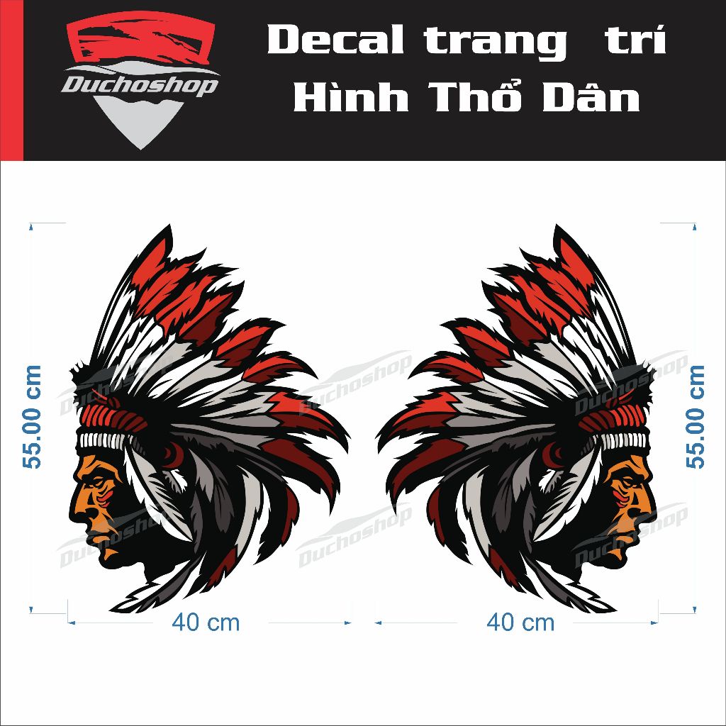 Tem decal trang trí hình thổ dân, decal pvc ngoài trời, bền màu, chống nước