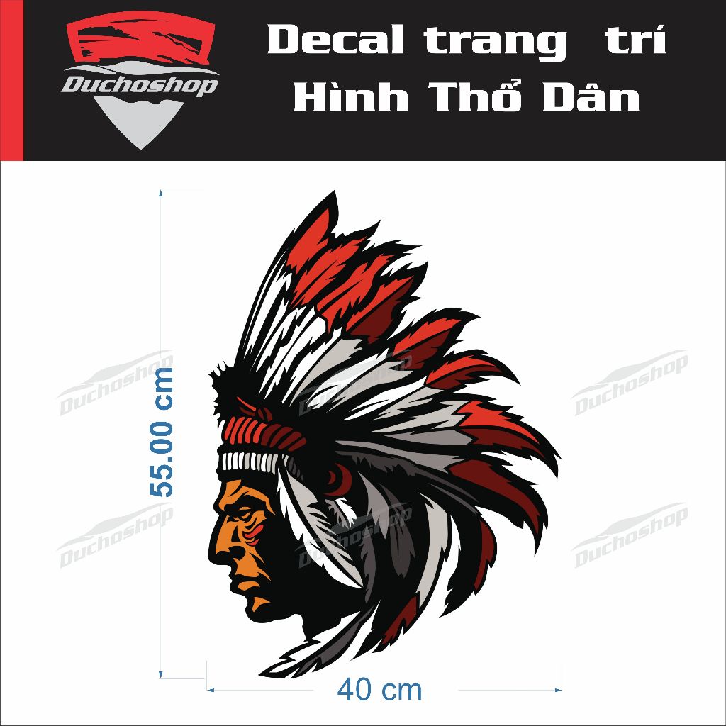Tem decal trang trí hình thổ dân, decal pvc ngoài trời, bền màu, chống nước