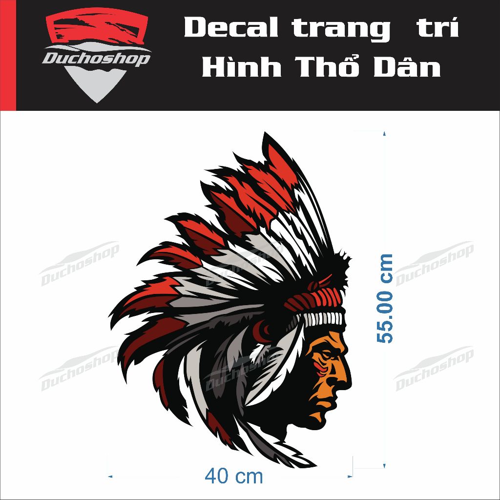 Tem decal trang trí hình thổ dân, decal pvc ngoài trời, bền màu, chống nước
