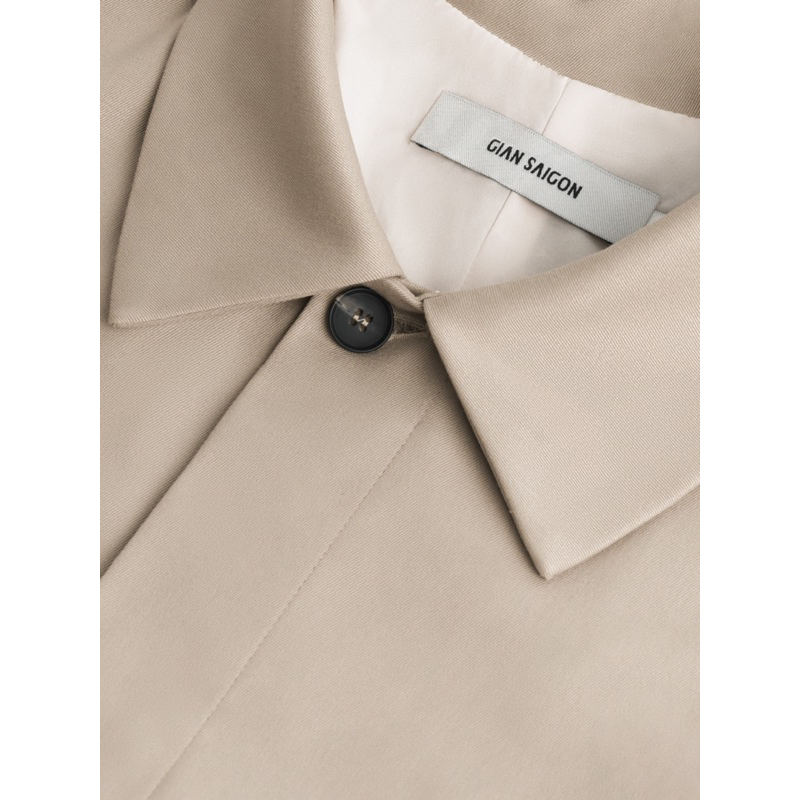 GIAN SAIGON - Áo khoác khuy ẩn - Khaki Wool Blend Jacket- Màu Beige