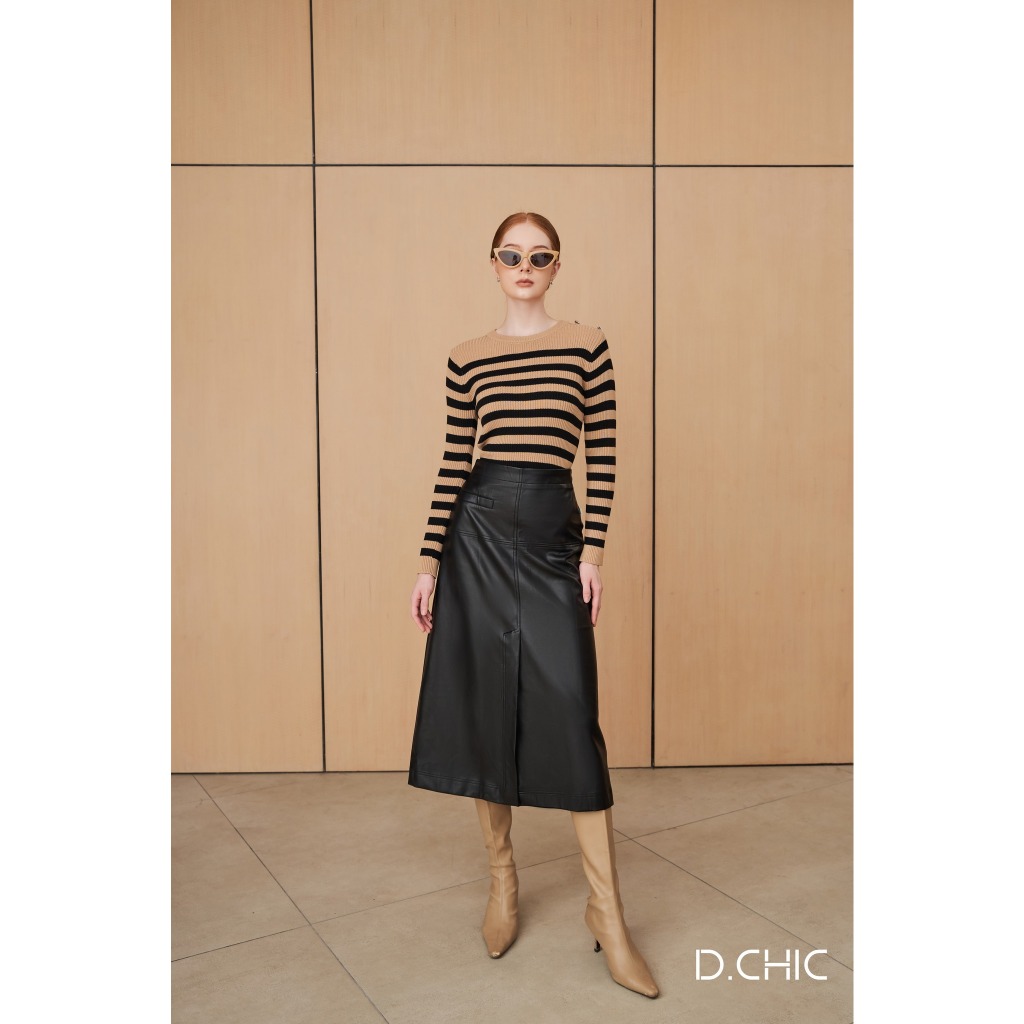 Áo len gân kẻ ngang cúc vai D.CHIC MS: 188105