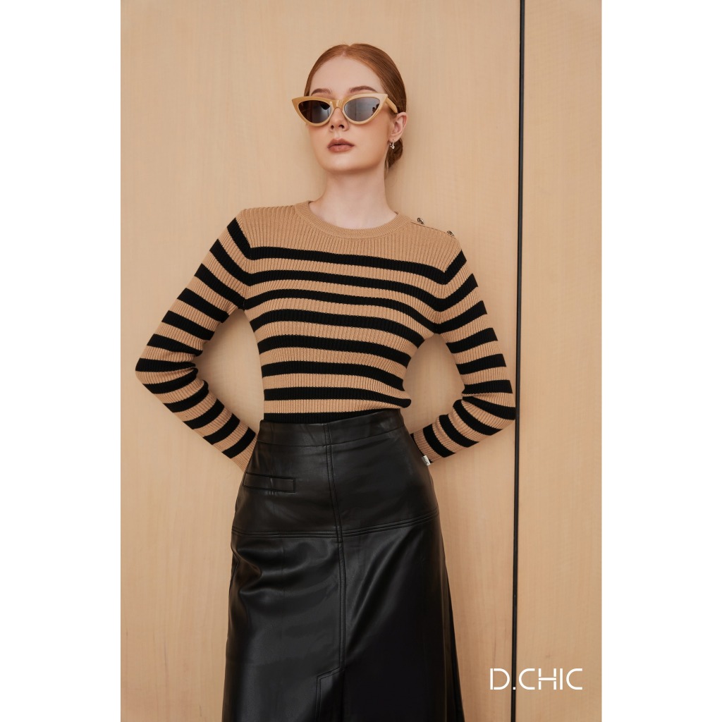 Áo len gân kẻ ngang cúc vai D.CHIC MS: 188105