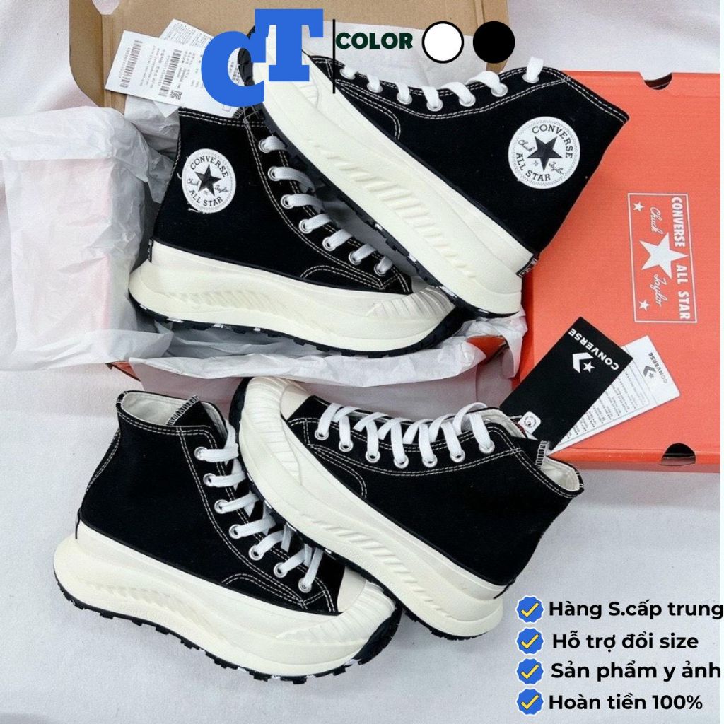 giày thể thao nam nữ CT CV chuck 60 At-Cx Black cổ cao sc, giày CVS Run Star Hight đen thời trang mới S cấp full hộp
