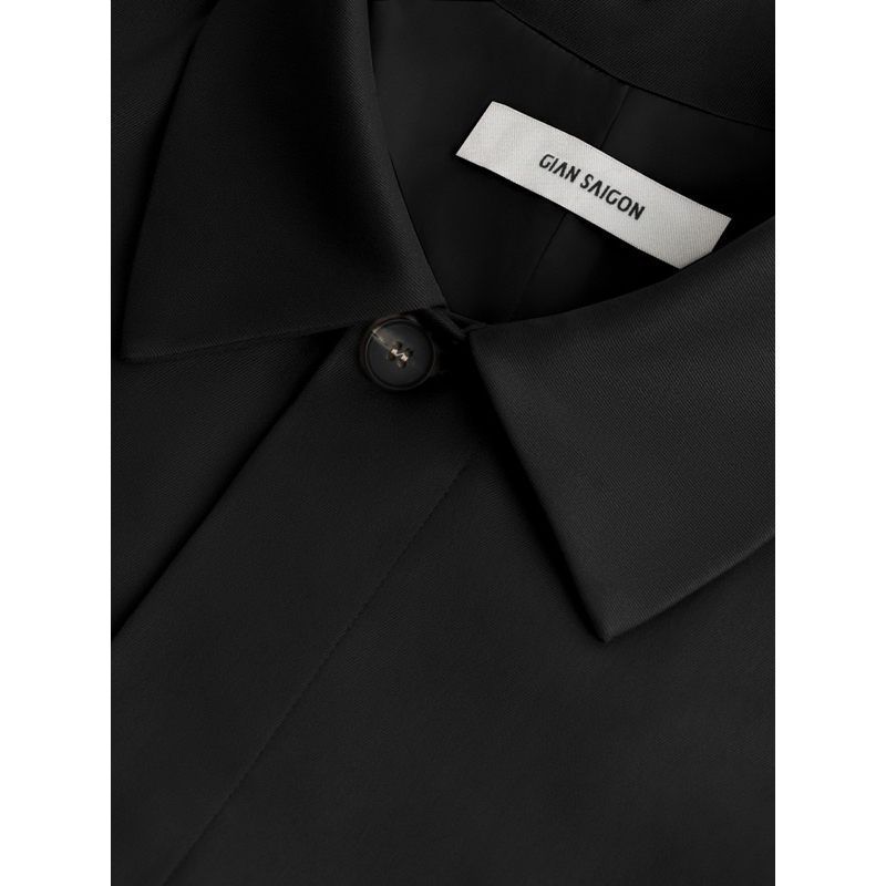 GIAN SAIGON - Áo khoác khuy ẩn - Khaki Wool Blend Jacket- Màu Đen