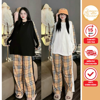 Set bộ thu đông BBR, áo thun dài tay mix quần suôn dài kiểu dáng basic