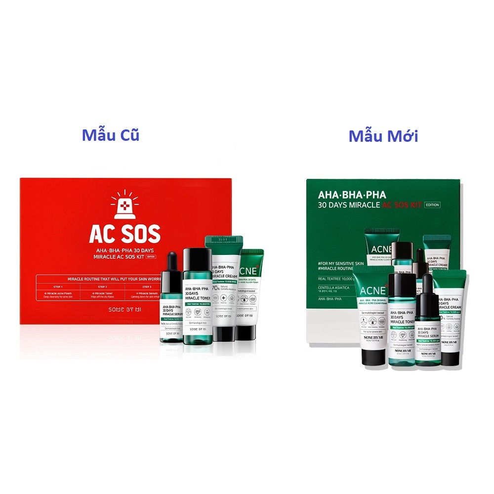 Bộ Kit 4 Sản Phẩm Dưỡng Da Giảm Mụn Some By Mi AHA-BHA-PHA 30 Days Miracel Ac SOS Kit