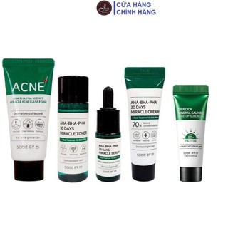  Bộ Kit 4 Món Dưỡng Da Giảm Mụn Some By Mi AHA-BHA-PHA 30 Days Miracle AC SOS Kit