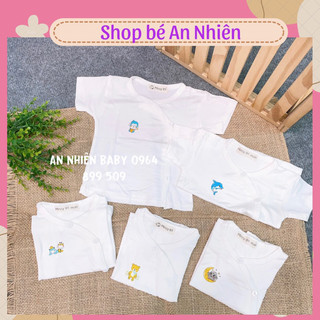 Áo sơ sinh tay ngắn thun lạnh cúc cài lệch một bên cho bé sơ sinh 3-9kg