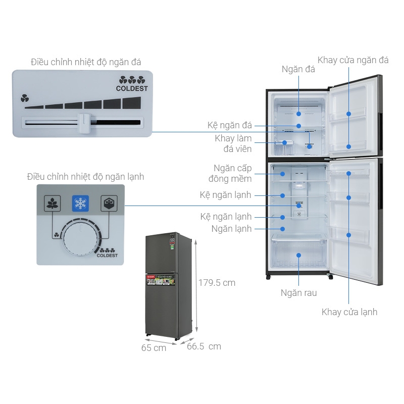 Tủ lạnh Sharp Inverter SJ-X251E / SJ-X281E / SJ-XP322AE / SJ-XP352AE/ SJ-XP382AE  - Hàng chính hãng