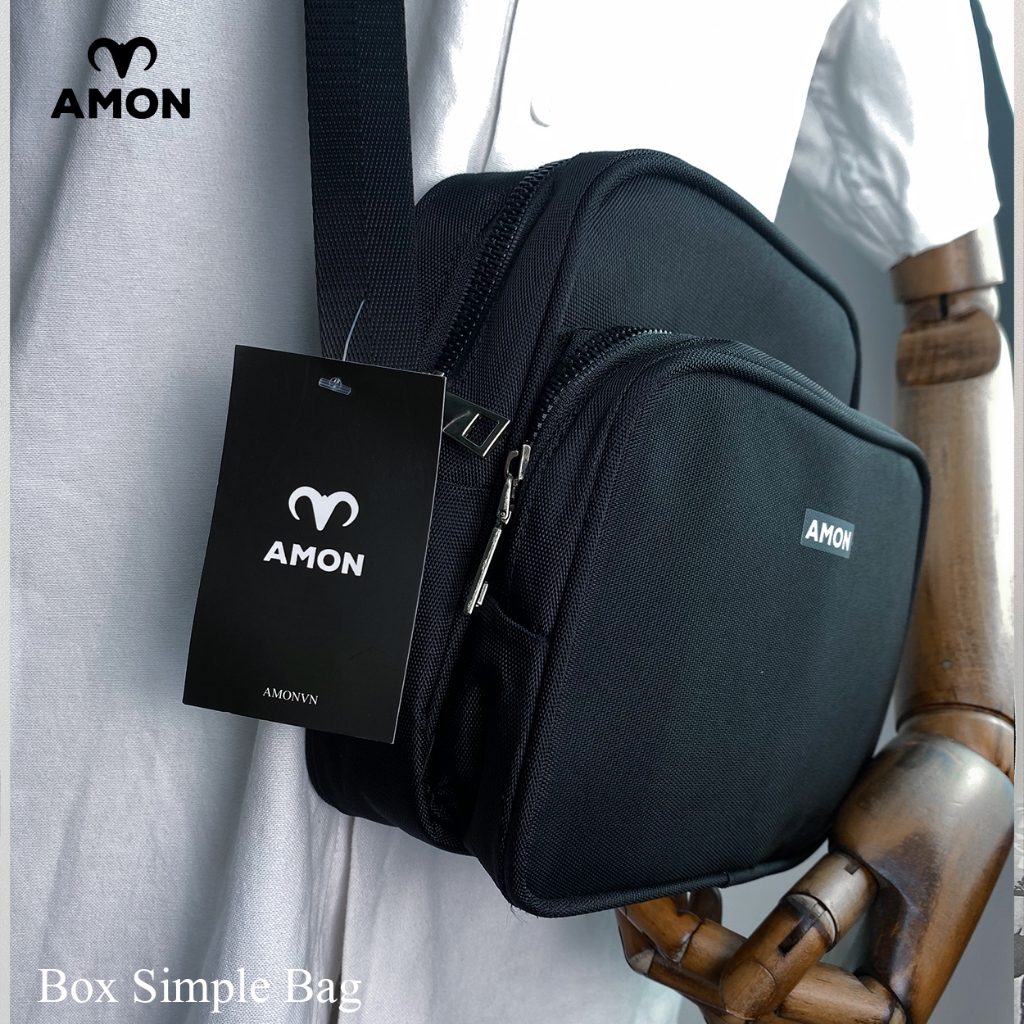 Túi Đeo Chéo Dáng Hộp Nam Nữ Amon - Box Simple Bag - Vải Polyeste 900 Trượt Nước