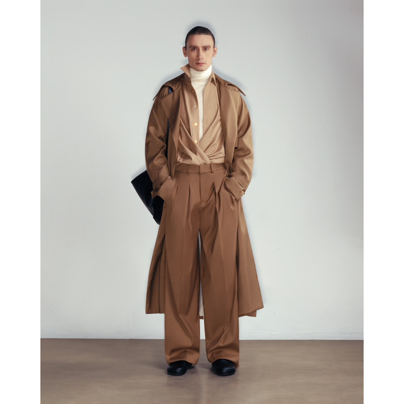 GIAN SAIGON - Áo măng tô chất liệu wool-Tailored Wool Trenchcoat- Màu Nâu