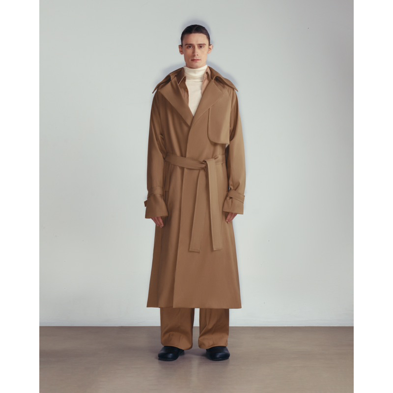 GIAN SAIGON - Áo măng tô chất liệu wool-Tailored Wool Trenchcoat- Màu Nâu