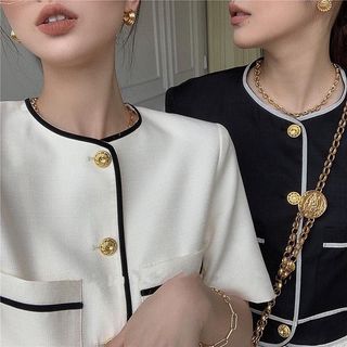 áo lụa mỏng xinh xắn khuy viền 2 túi