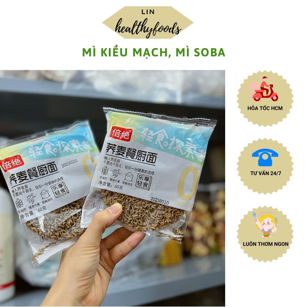 Mì kiều mạch SOBA không chiên không béo gói 60gr, dùng ăn chế độ giảm cân eatclean healthy