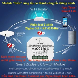 Module Tuya Smart Life, Zigbee / Wifi, loại 1/2/3 đèn, Home Assistant (Hass) -