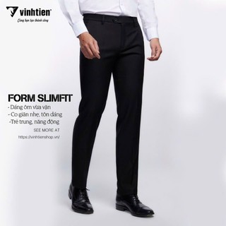 Quần Tây Nam Thời Trang Vĩnh Tiến Slimfit Đen Tuyền