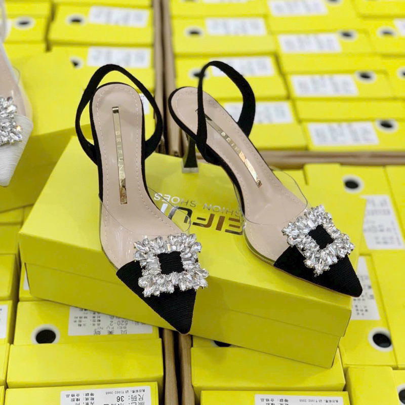 Giày Sandal Mũi Nhọn Đính charm Đá Hàng Loại 1 Quảng châu 7p