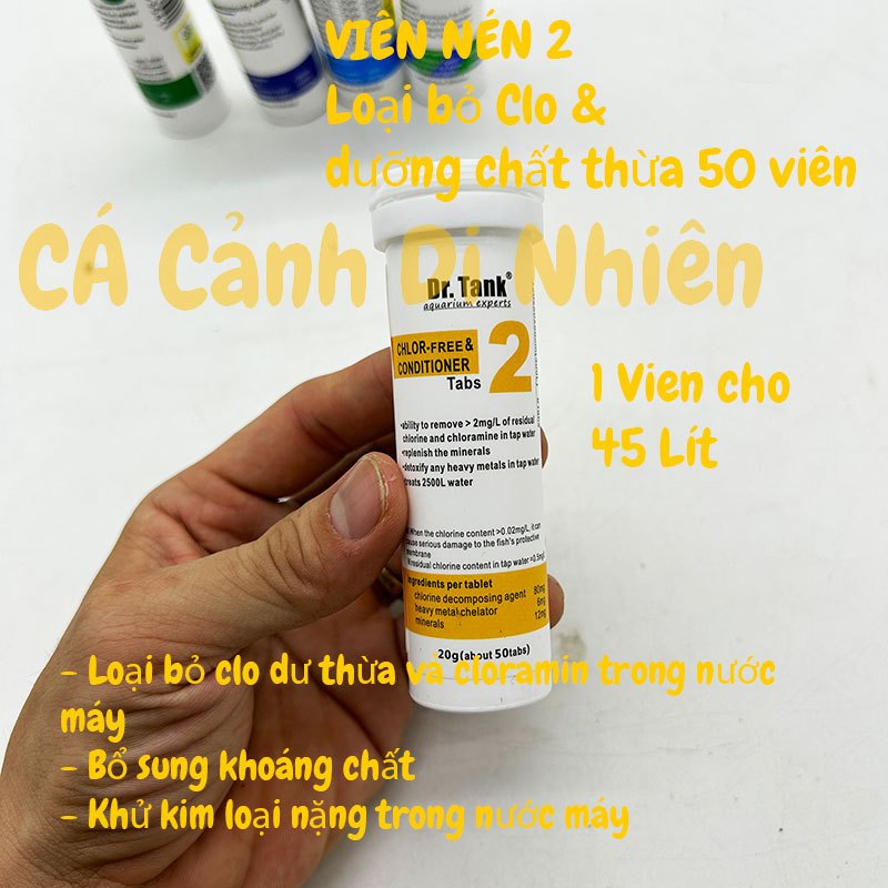 Viên nén số 0 1 2 3 6 7 8 9  xử lý nước Dr.tank cho hồ bế cá thủy sinh hộp 30 - 50 viên