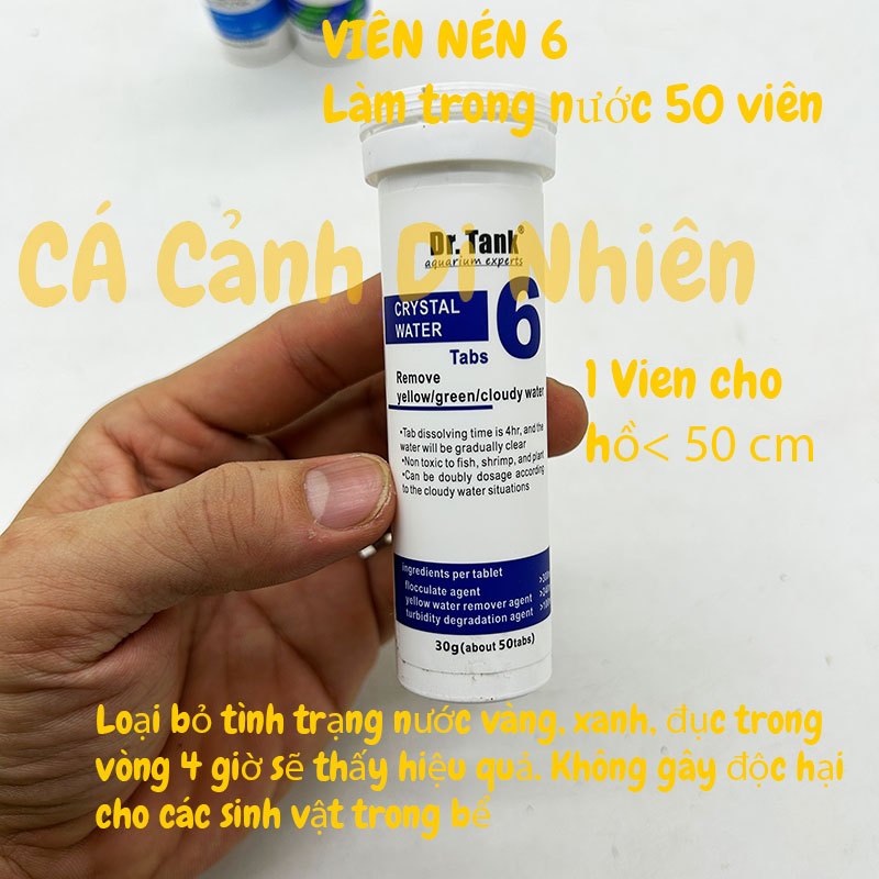 Viên nén số 0 1 2 3 6 7 8 9  xử lý nước Dr.tank cho hồ bế cá thủy sinh hộp 30 - 50 viên