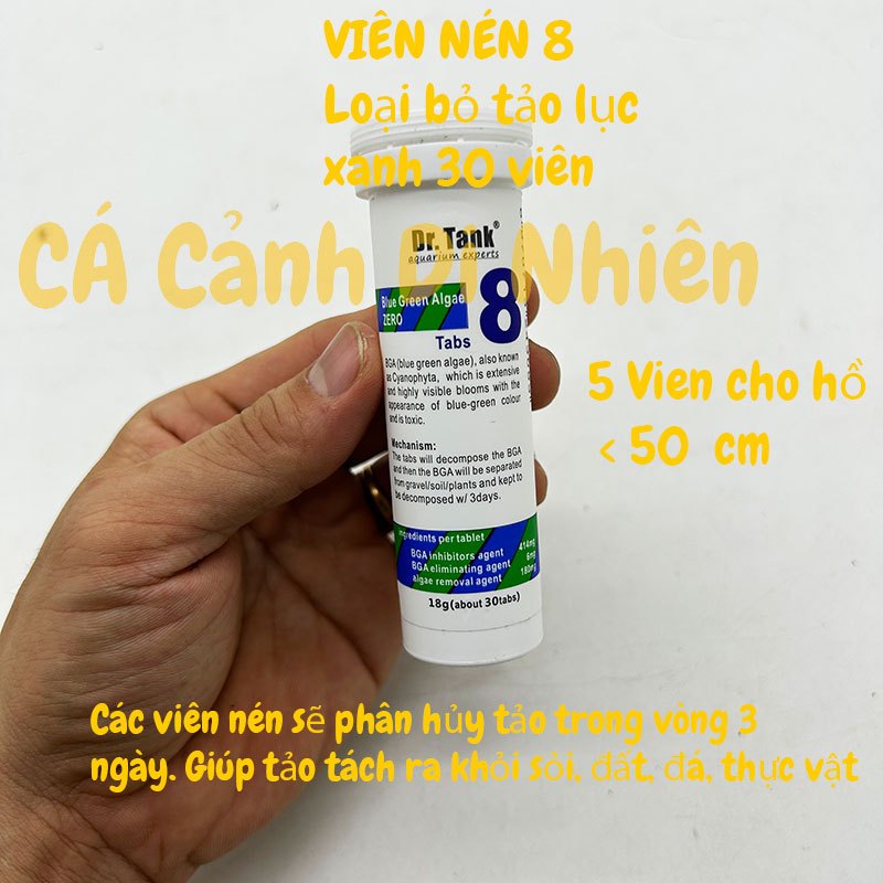 Viên nén số 0 1 2 3 6 7 8 9  xử lý nước Dr.tank cho hồ bế cá thủy sinh hộp 30 - 50 viên