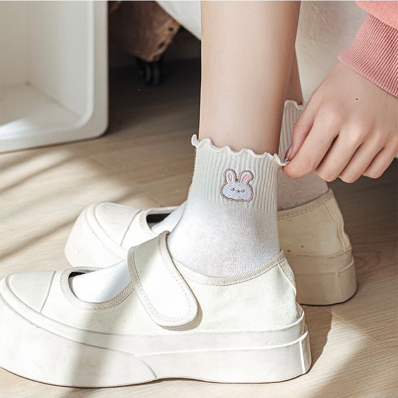 Tất cao cổ viền bèo họa tiết hoạt hình dễ thương G1-02