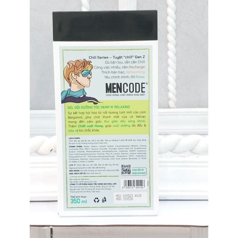 Gel gội đầu MenCode Chill series 350ml