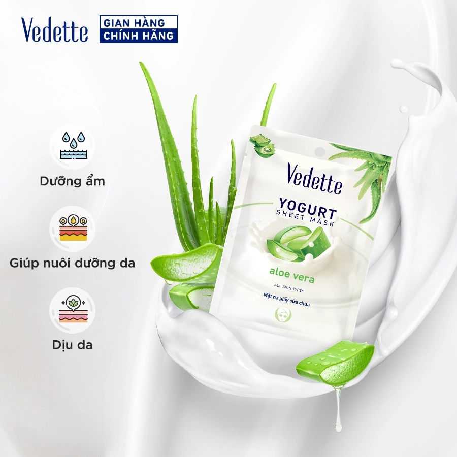 Mặt nạ giấy sữa chua Vedette các loại 22ml - Dưỡng ẩm, Giúp nuôi dưỡng da & Tươi trẻ làn da