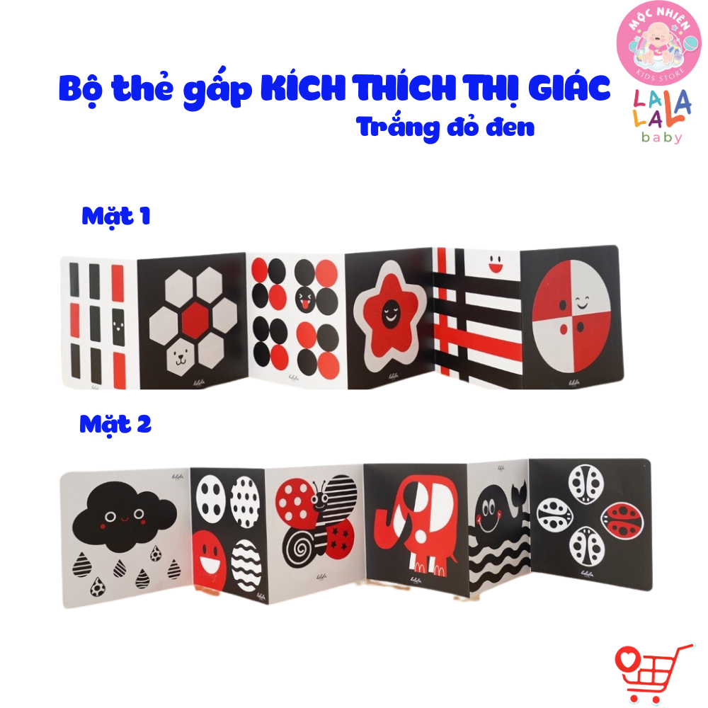 Bộ thẻ kích thích thị giác cho bé bao gồm thẻ gấp zigzag và thẻ decal dán tường  - Lalala Baby