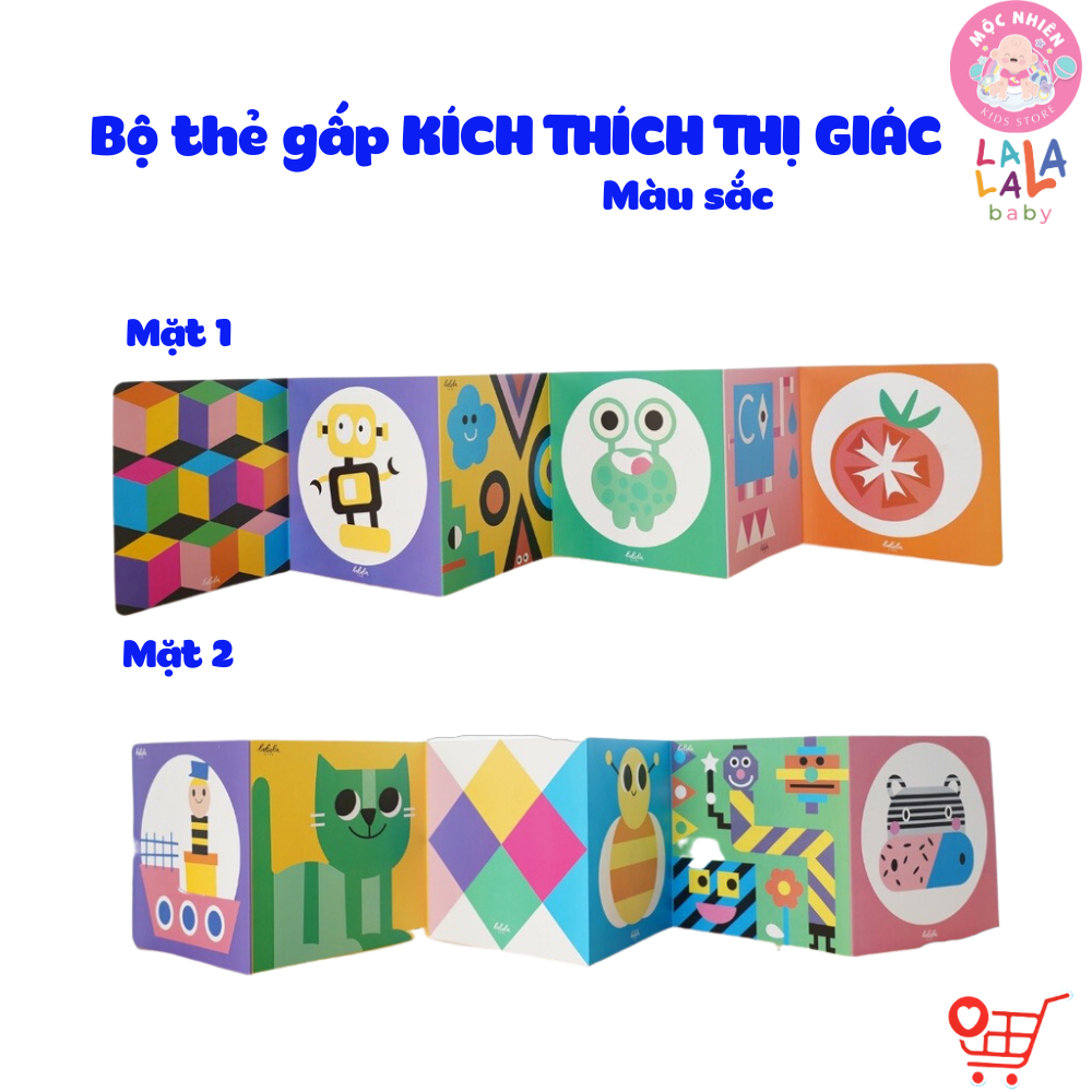 Bộ thẻ kích thích thị giác cho bé bao gồm thẻ gấp zigzag và thẻ decal dán tường  - Lalala Baby