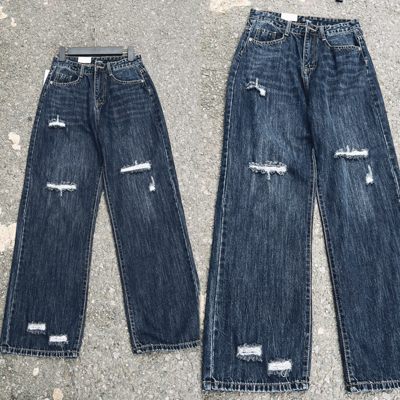 QUẦN SUÔNG ỐNG RỘNG CẠP CAO DÁNG SIÊU DÀI 106cm COTTON QC