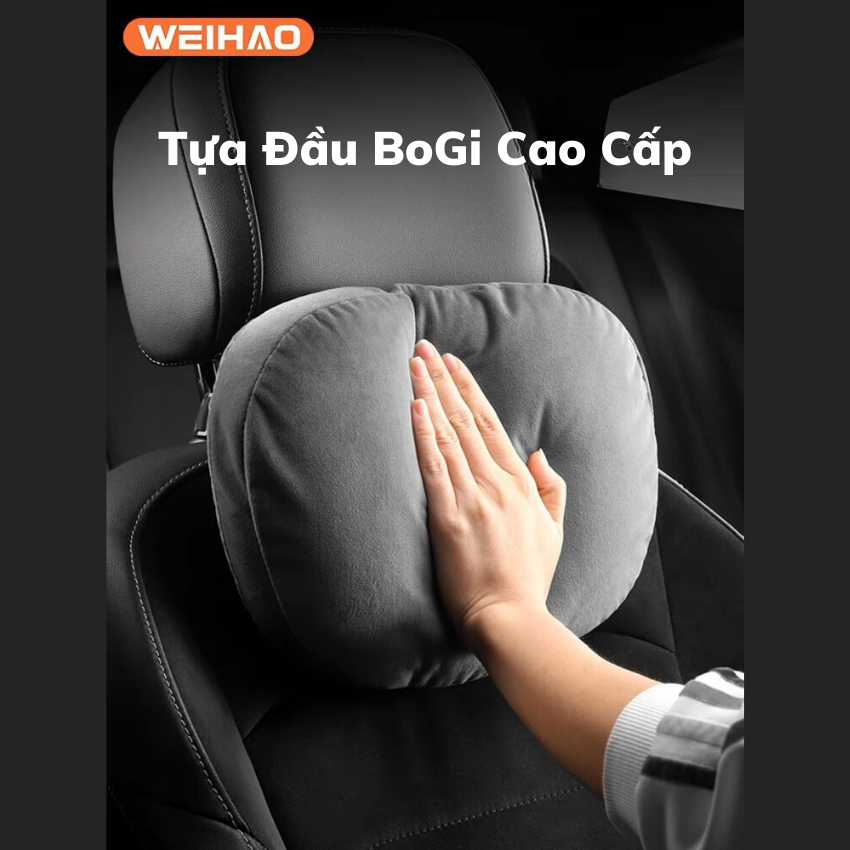 Gối tựa đầu,tựa cổ ô tô,xe hơi cao cấp chất liệu vải da Nhung Kháng Khuẩn,100% sợi Bông chống đau cổ,mỏi vai gáy - BoGi