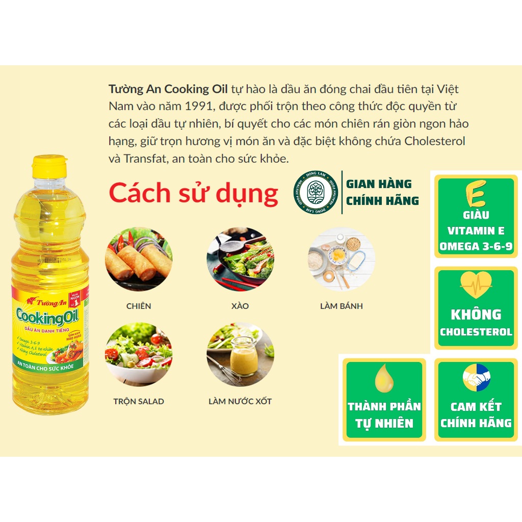 Dầu ăn TƯỜNG AN Cooking Oil / Đậu Nành chai 1 lít
