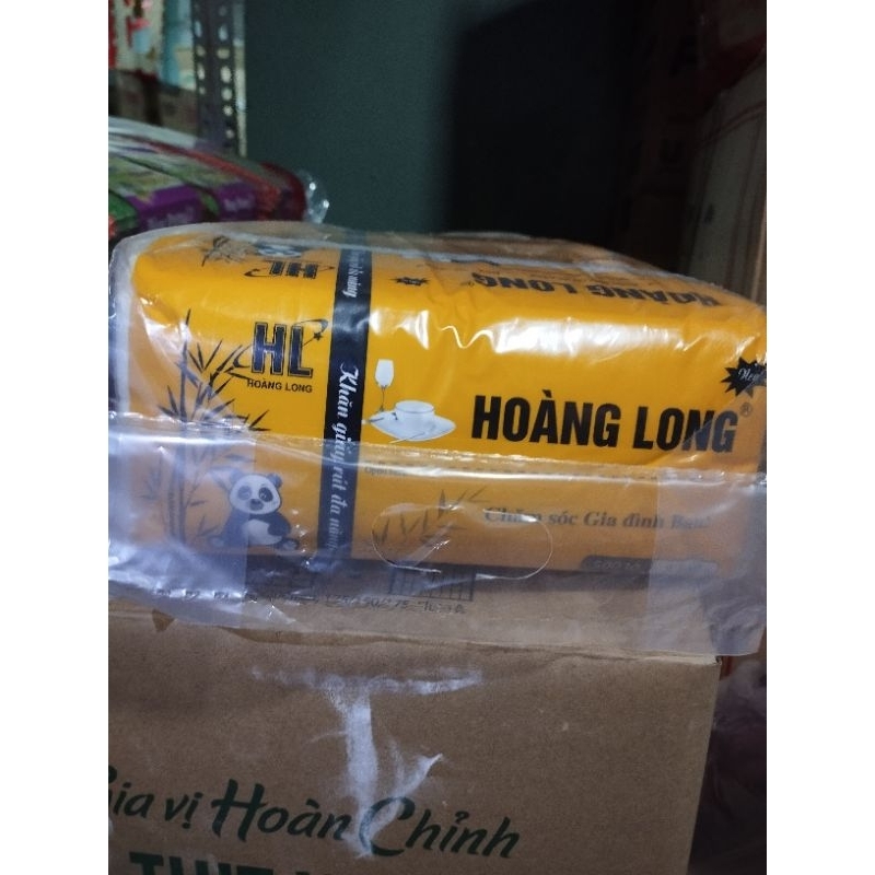 Khăn giấy rút gấu trúc HOÀNG LONG 500 TỜ  3 lớp KHỔ DÀI 20 CM X 10 CM