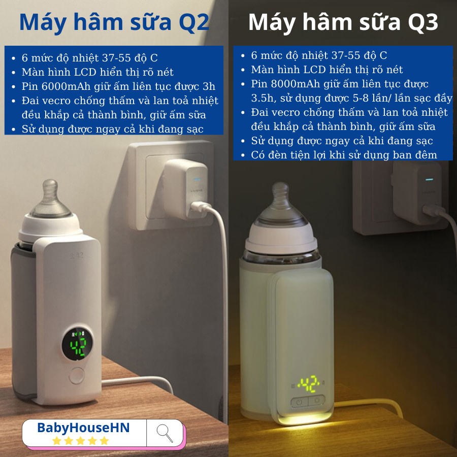 Máy hâm sữa không dây chính hãng Finose, Ủ nóng sữa nhanh cho bé khi đi chơi, Máy đun nước hâm sữa điều chỉnh nhiệt độ