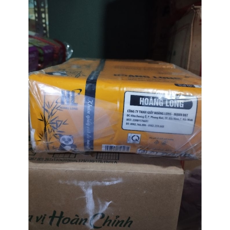 Khăn giấy rút gấu trúc HOÀNG LONG 500 TỜ  3 lớp KHỔ DÀI 20 CM X 10 CM