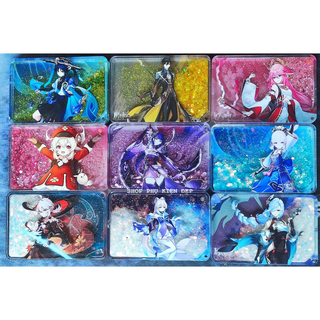 Móc khoá cát chảy hình nhân vật Genshin Impact 9x6cm
