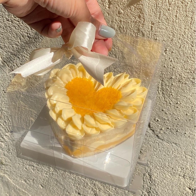 Hộp đựng bánh Mica tim có quai xách