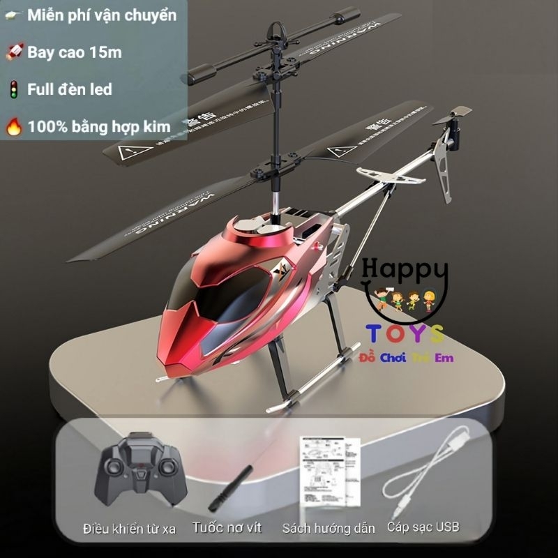 Máy bay trực thăng điều khiển từ xa Happy Toys 3.5 kênh kiểu dáng mới size lớn 25.5cm hợp kim có đèn bay cao xa hơn