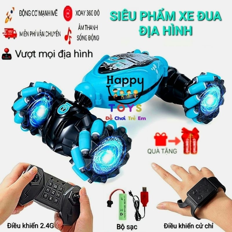 Ô tô điều khiển từ xa xoay 360 di chuyển 6 hướng biến hình, Ô tô điều khiển từ xa pin sạc có âm thanh đèn led