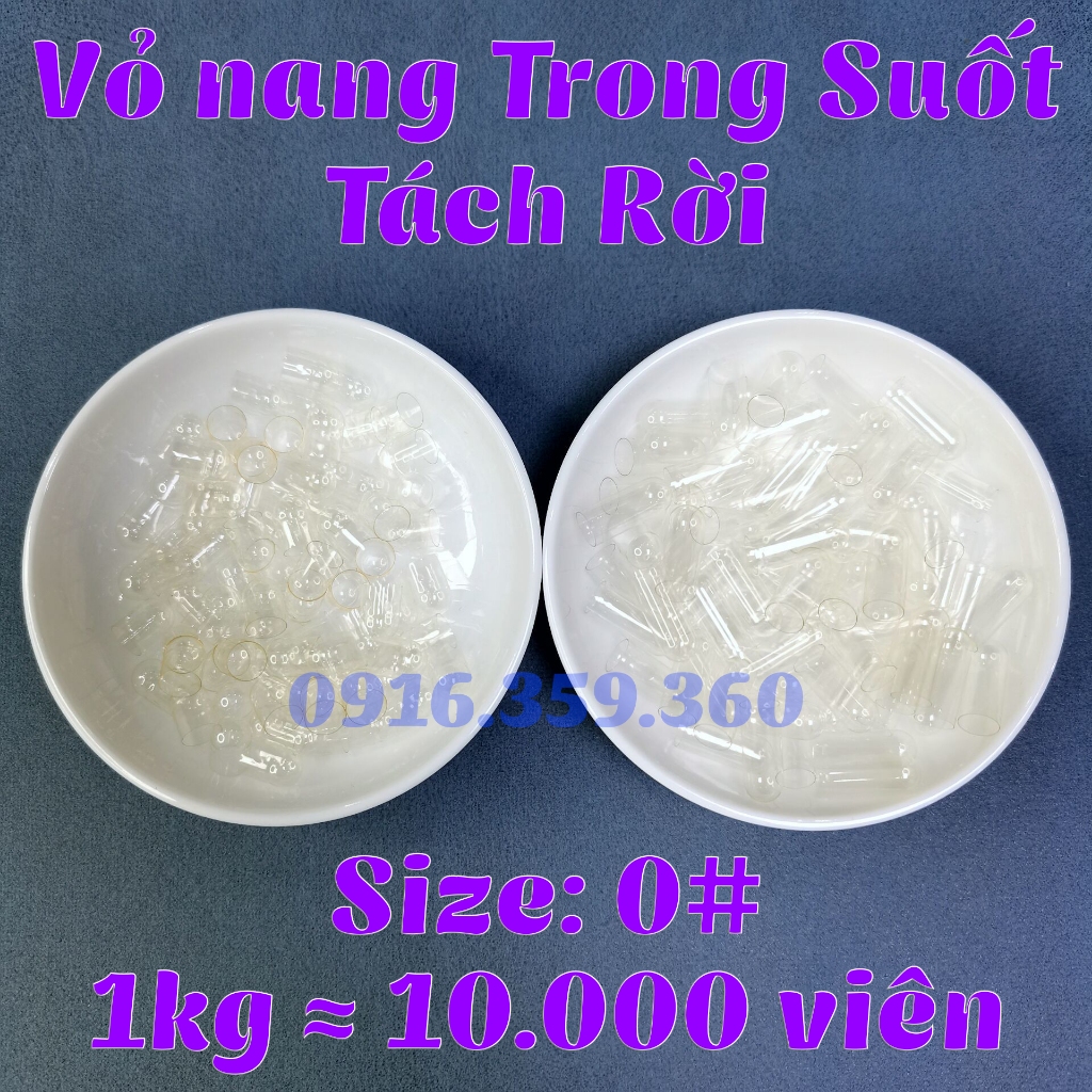 Vỏ nang Trong Suốt Tách Rời Size: 0#