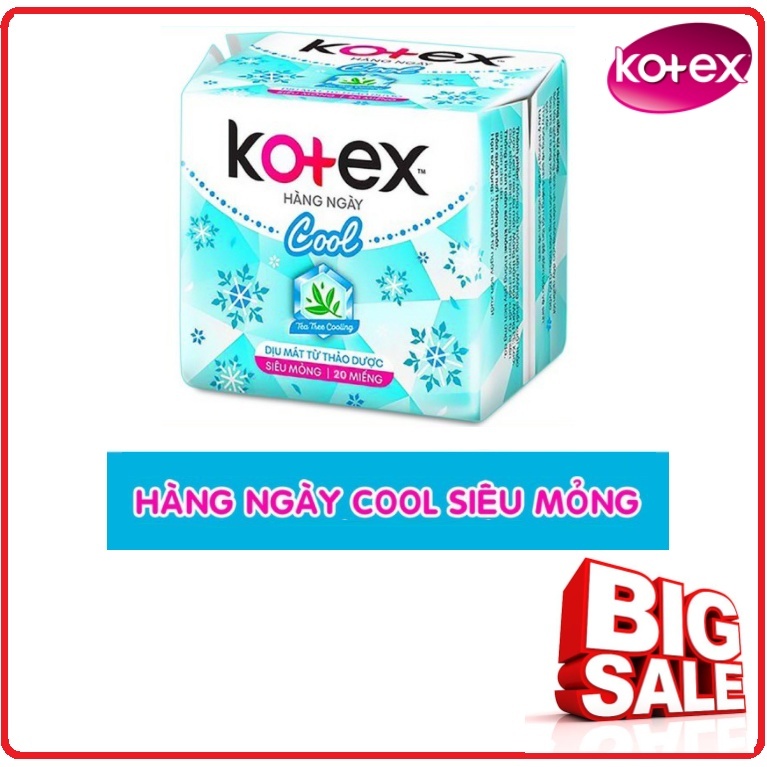 Băng Vệ Sinh KOTEX Hằng Ngày Kháng Khuẩn bạc hà Gói  20 Miếng