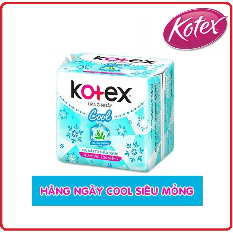 Băng Vệ Sinh KOTEX Hằng Ngày Kháng Khuẩn bạc hà Gói  20 Miếng