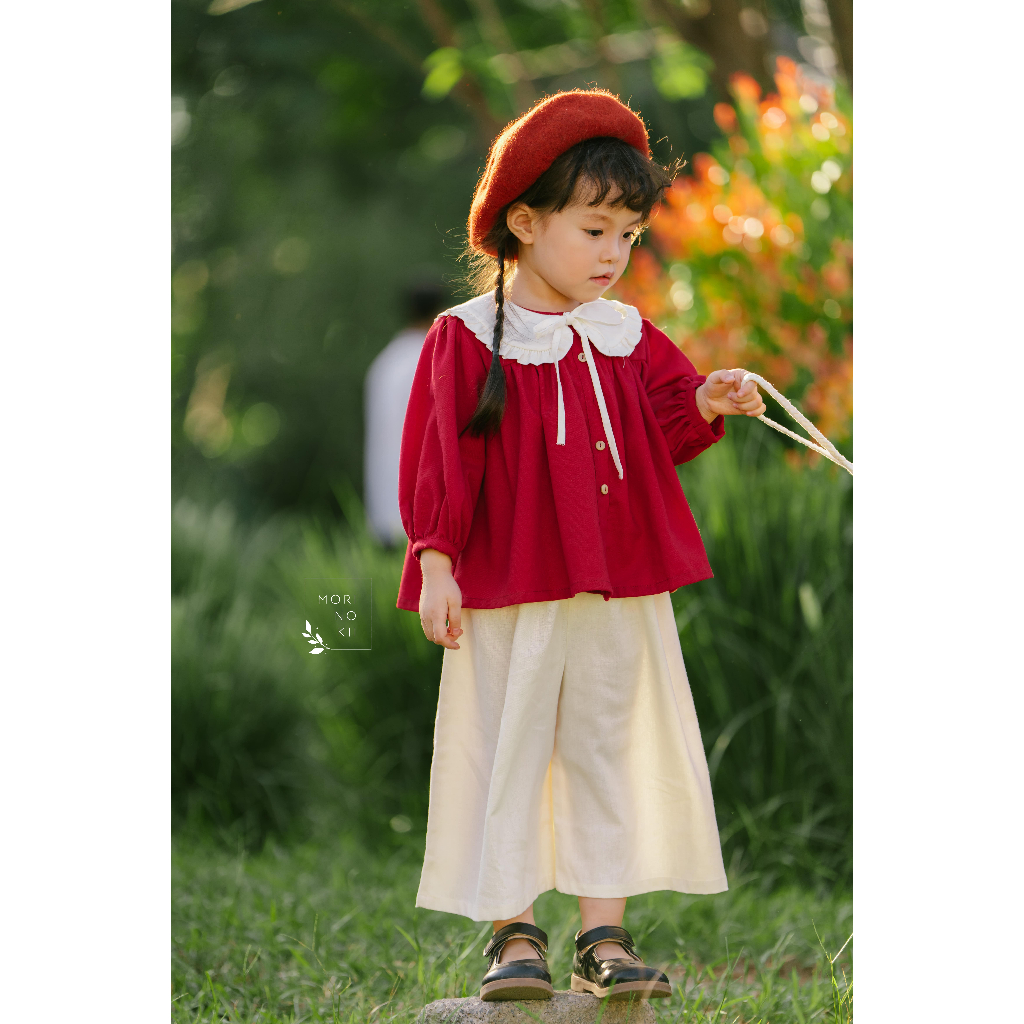 Quần suông ống rộng bé gái nâu - be - đen | Morinokii